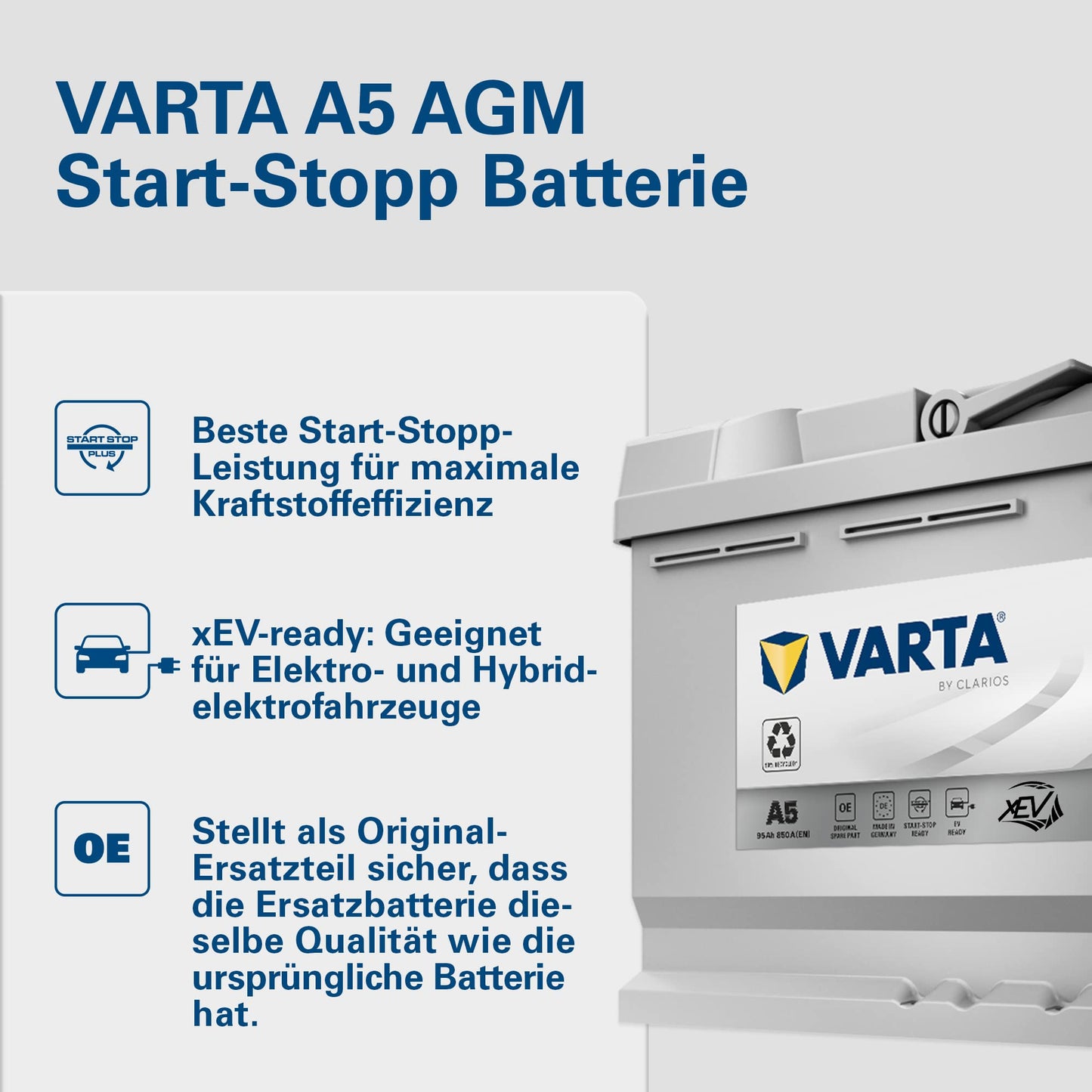 Silver Dynamic AGM xEV 95Ah 850A 353x175x190mm